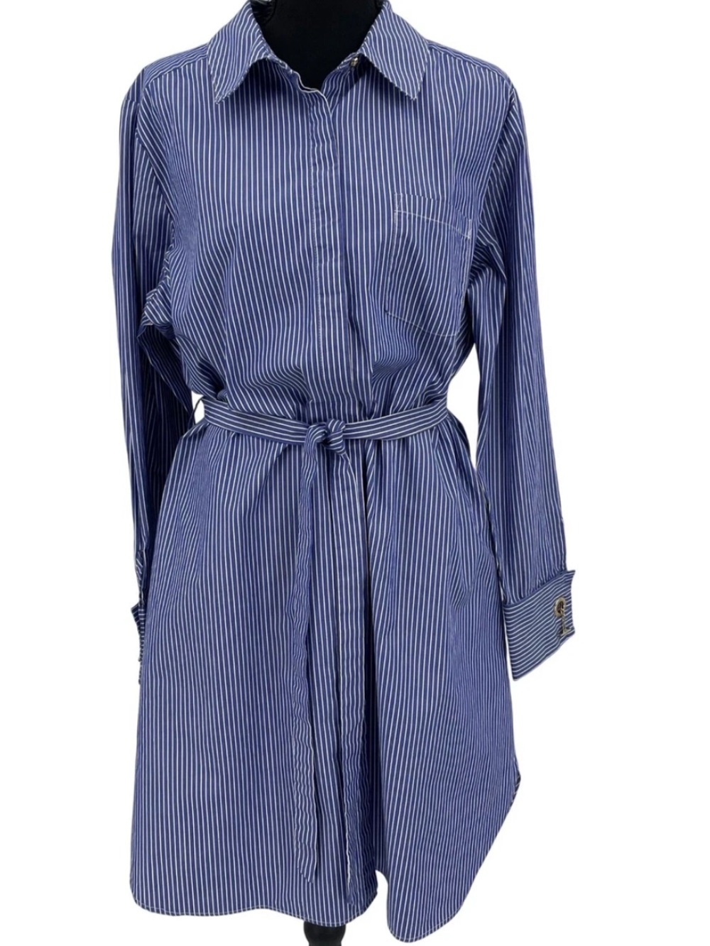 Calvin Klein Stripped Button Up Shirt Dress